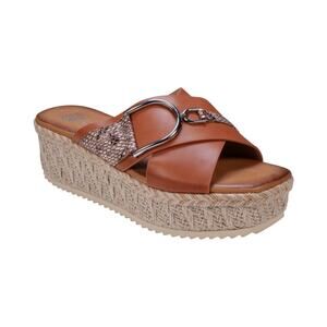 Gc Shoes Women's Lindsey Strappy Platform Slide Sandals Tan, US 6.5